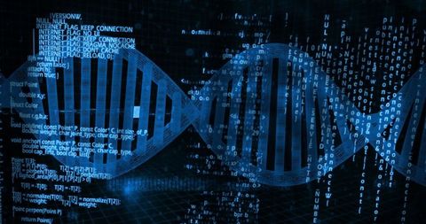 futuristic glowing dna helix with code elements - Download Free Stock Images Pikwizard.com