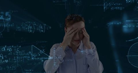 Stressed Woman Struggling With Complex Math Equations in School - Download Free Stock Images Pikwizard.com