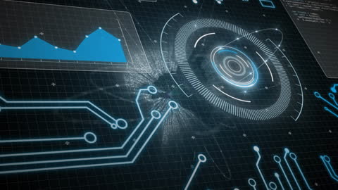 Futuristic Digital Interface with Data and Globe Elements