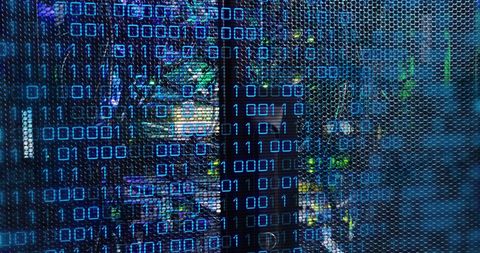 Futuristic Data Servers with Binary Code Overlay - Download Free Stock Images Pikwizard.com