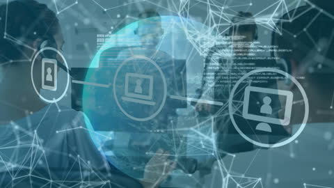 Global Networking with Digital Interfaces Overlapping Business Team