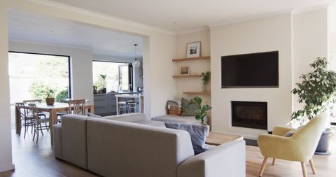 Modern Open Plan Living Room with Neutral Tones - Download Free Stock Images Pikwizard.com