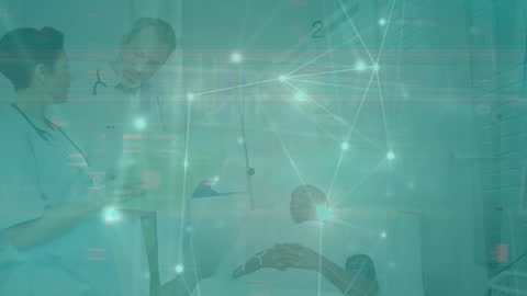 Advanced Healthcare Technology with Digital Connections Overlay