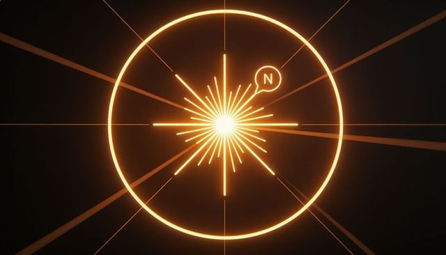 Glowing golden ring emitting radiant starburst and crosshair beams over dark tech void