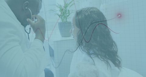 Doctor performing cardiovascular examination with stethoscope