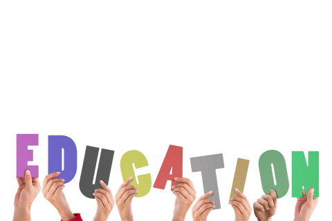 hands holding colorful education letters on transparent background - Download Free Stock Videos Pikwizard.com