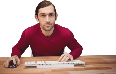 caucasian man using computer keyboard: transparent working moment - Download Free Stock Videos Pikwizard.com