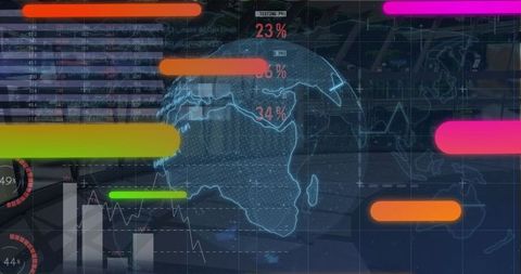 Holographic Globe and Data Visualization in Futuristic Control Room