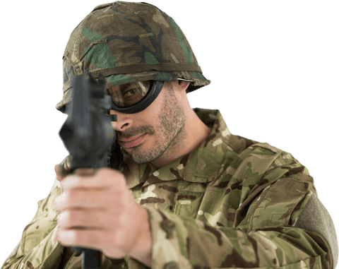 transparent soldier aiming rifle in camouflage gear - Download Free Stock Videos Pikwizard.com