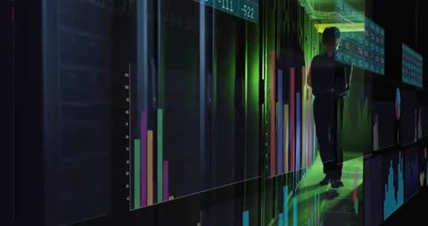 Data Engineer Enhancing Server Racks with Digital Overlays