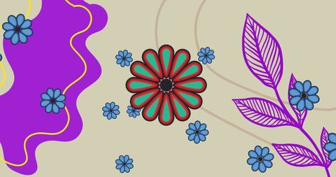 Vibrant Abstract Floral Pattern on Beige Background - Download Free Stock Images Pikwizard.com