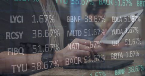 Surfing Stock Market Data on Graphic Tablet Letting Businesses Thrive - Download Free Stock Images Pikwizard.com