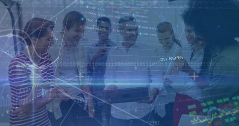 Team Analyzing Financial Data on Digital Interface