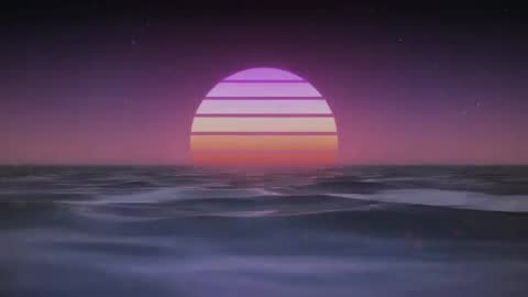 Serene Sunset Waves under Starry Sky in Endless Loop