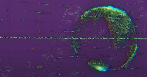 Globe with Digital Data Particles on Purple Background - Download Free Stock Images Pikwizard.com