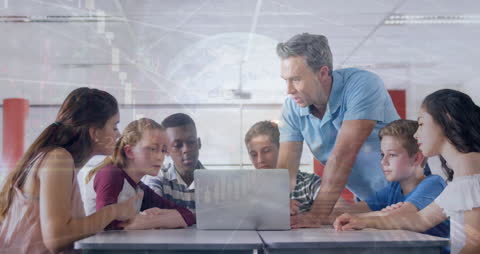 Teacher Leading Group of Students in Technology Discussion