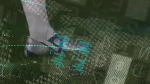 Athletic Soccer Player Analyzing Biomechanics with Technology Overlay