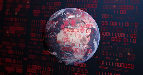 Digital Earth with Binary Code Overlay in Tech Environment - Download Free Stock Images Pikwizard.com