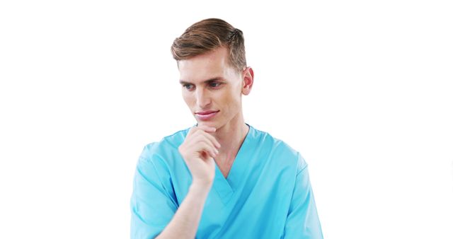 Young Medical Professional in Thought with Hand on Chin - Download Free Stock Images Pikwizard.com