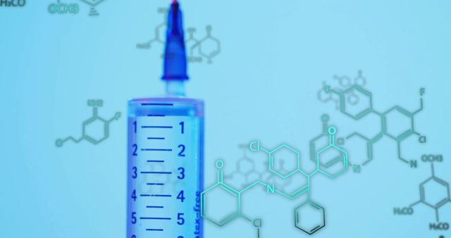 Syringe and Chemical Formulas on Lab Background Indicating Scientific Research - Download Free Stock Images Pikwizard.com