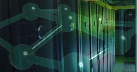 Digital Connections and Data Processing in Server Room