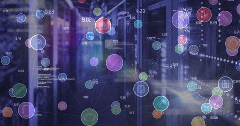 Digital Icons Network Over Computer Servers - Download Free Stock Images Pikwizard.com