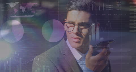 Businessman Analyzing Data and Communicating with Smartphone