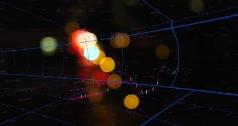 Abstract Financial Data Visualization over Black Background