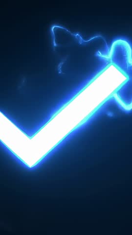 Neon Blue Checkmark Forming with Electric Arcs for Verification UI Animation