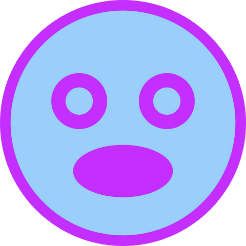 Surprised emoticon face with magenta border on transparent background