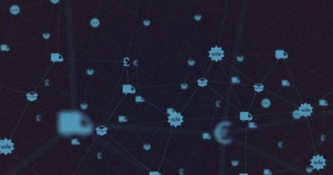 Global Network of Connections with Shopping Icons