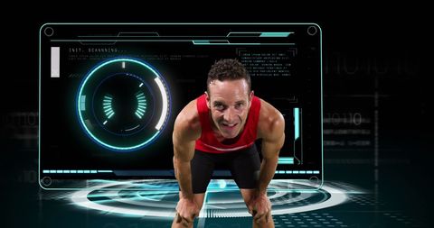Athlete and Futuristic Data Processing Interface Concept - Download Free Stock Images Pikwizard.com