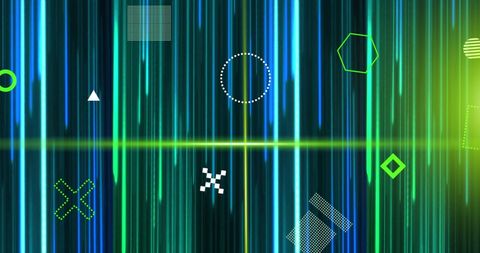 Dynamic 3D Shapes With Green Scanner Beams and Blue Light Trails - Download Free Stock Images Pikwizard.com