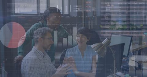 Team Analyzing Financial Data with Digital Graphics Integration - Download Free Stock Images Pikwizard.com