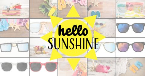 Bright Summer Collage with Sunglasses and Beach Essentials - Download Free Stock Images Pikwizard.com