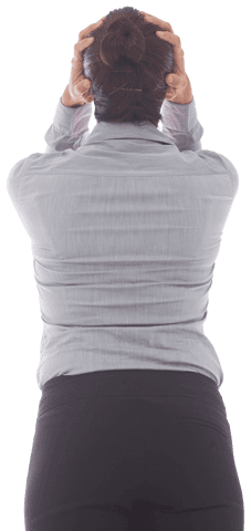 Nervous Caucasian Businesswoman on Transparent Background