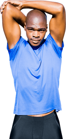 African American Athlete Stretching on Transparent Background
