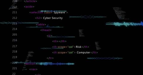 Cybersecurity Code Interface with Digital Glitch Effects