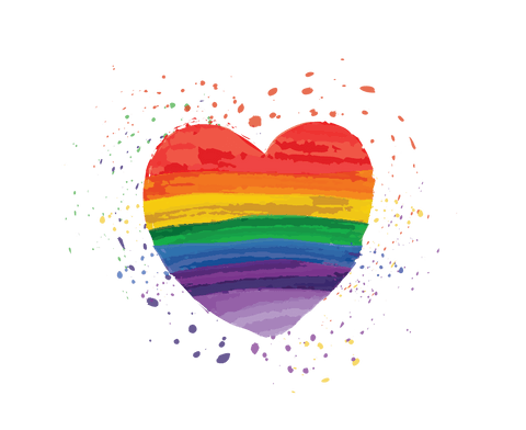 Colorful Rainbow Heart with Splash Effect on Transparent Background