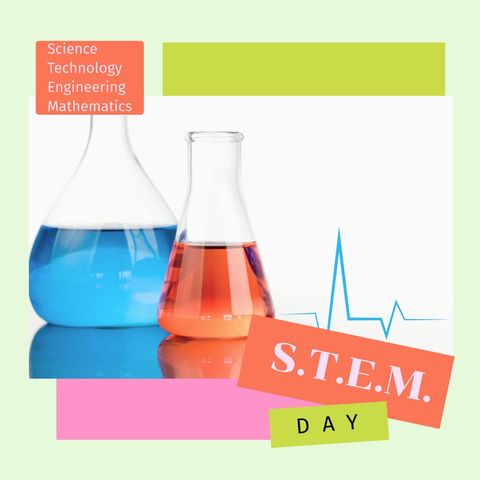 stem day celebration with colorful chemical flasks - Download Free Stock Templates Pikwizard.com
