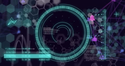 Futuristic Data Interface with Digital HUD Elements
