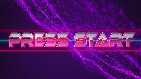 Neon 'Press Start' Animation with Red and Purple Lights