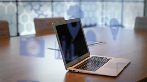 Interactive Digital Display with Laptop in Office