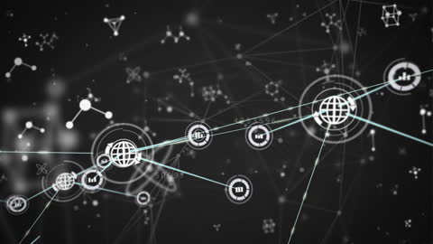 Futuristic Digital Network Connections in Black and White