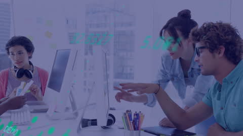 Team Collaborating on Tech Project in Modern Office