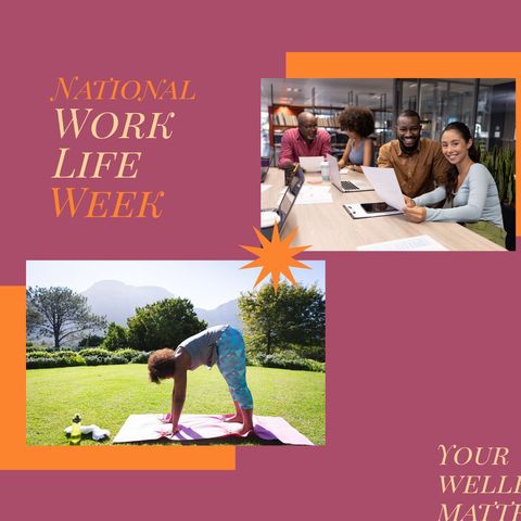 celebrating national work life week with yoga and team collaboration - Download Free Stock Templates Pikwizard.com