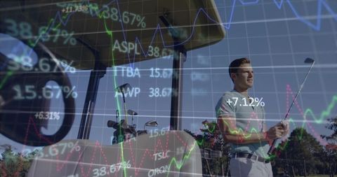 Golf Enthusiast Analyzing Market Trends on a Serene Course