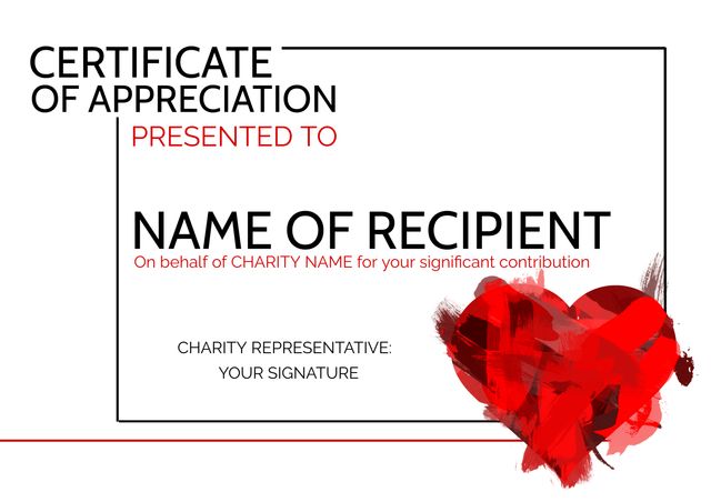 Modern Certificate of Appreciation with Heart Design - Download Free Stock Templates Pikwizard.com