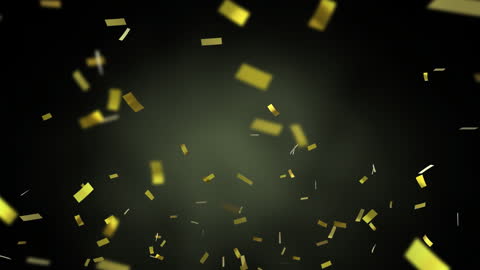 Golden Confetti Cascading on Dark Abstract Background