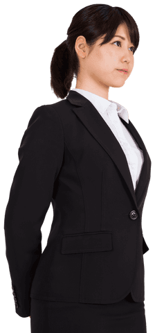 Focused Asian Businesswoman Portrait Transparent Background